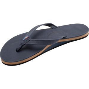 image:imageRainbow Sandals Womens Single Layer Leather Sandal Narrow StrapNavy WFawn Midsole