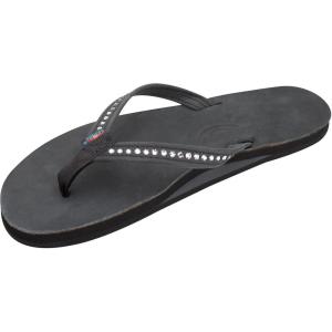 image:imageRainbow Sandals Womens Single Layer Premier Leather wSwarovski Crystal Narrow StrapBlack