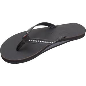 image:imageRainbow Sandals Womens Single Layer Premier Leather wSwarovski Crystal Narrow StrapClassic Black