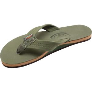 image:imageRainbow Sandals Womens Single Layer Premier LeatherForest Green WFawn Midsole