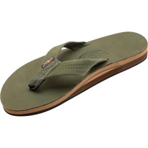 image:imageRainbow Sandals Mens Double Layer Leather wArch SupportForest Green WFawn Midsole