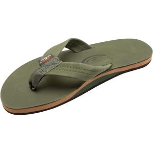 image:imageRainbow Sandals Mens Single Layer Premier LeatherForest Green WFawn Midsole