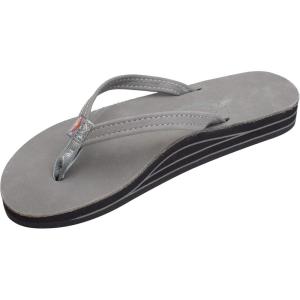 image:imageRainbow Sandals Womens Double Layer Narrow Strap Leather Sandals wArchGrey