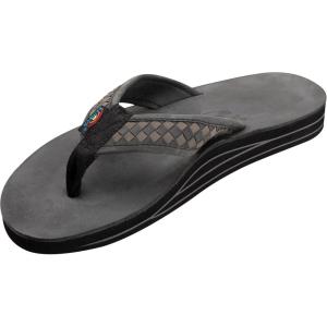image:imageRainbow Sandals Mens The Bentley Luxury Leather  Double Layer Arch Hand Woven StrapBlackGrey