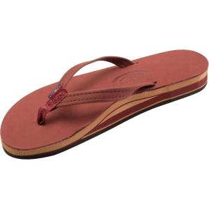 image:imageRainbow Sandals Womens Double Layer Narrow Strap Leather Sandals wArchCognac WFawn Midsole