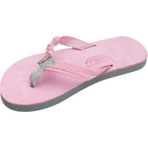 image:imageRainbow Sandals Kids Single Layer Premier Leather Flirty BraidyPinkGrey