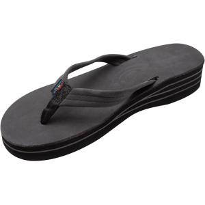 image:imageRainbow Sandals Womens Four Layer Wedge 34 Leather StrapPremier Black