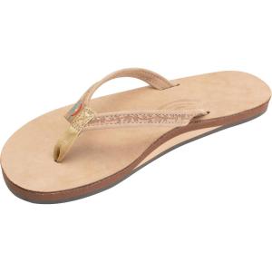 image:imageRainbow Sandals Ladies Las Flores  Single Layer Premier Leather with a Floral 12 Narrow StrapSierra Brown