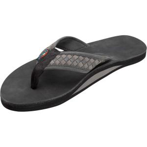 image:imageRainbow Sandals Mens The Bentley Luxury Leather  Single Layer Arch Hand Woven StrapBlackGrey
