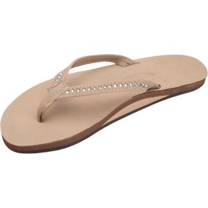 image:imageRainbow Sandals Womens Single Layer Premier Leather wSwarovski Crystal Narrow StrapSierra Brown