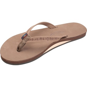 image:imageRainbow Sandals Ladies Las Flores  Single Layer Premier Leather with a Floral 12 Narrow StrapDark Brown